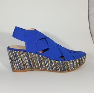 NR Rapisardi Elastic Cross Band Wedge Sandal